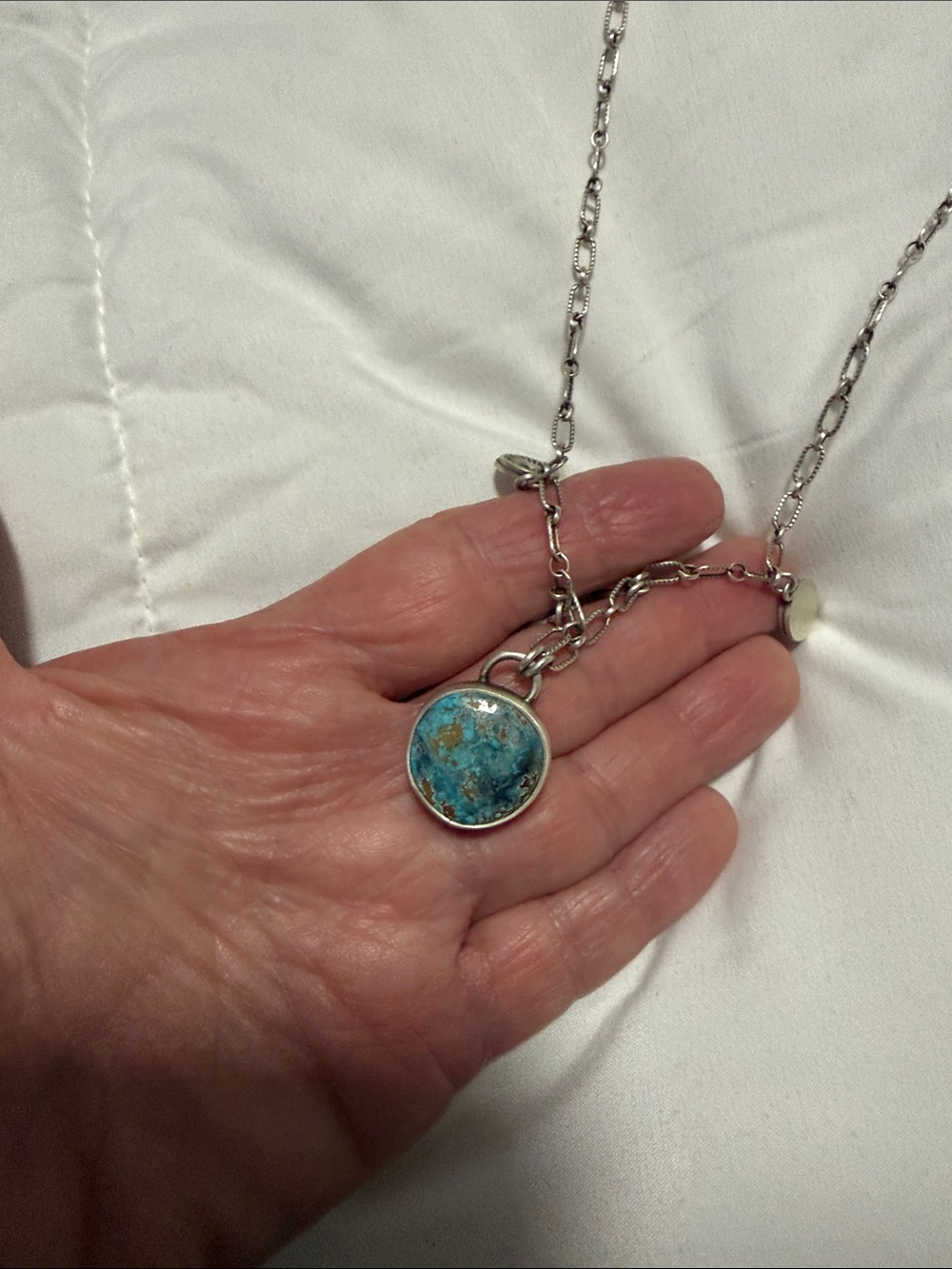 Turquoise Pendant Necklace with Sunburst Charms - Picture 2 of 3